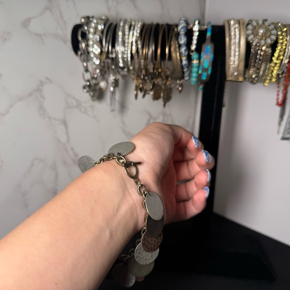 Mixed Metal Disc Charm Bracelet - Picture 3 of 4